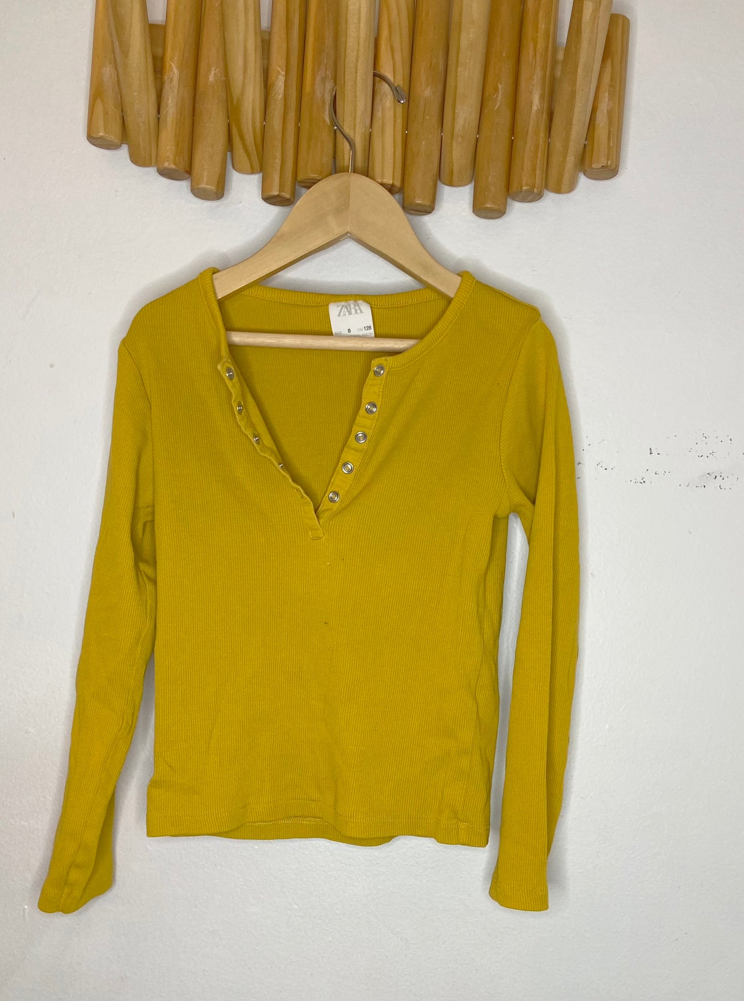 Yellow fitted henley 8y