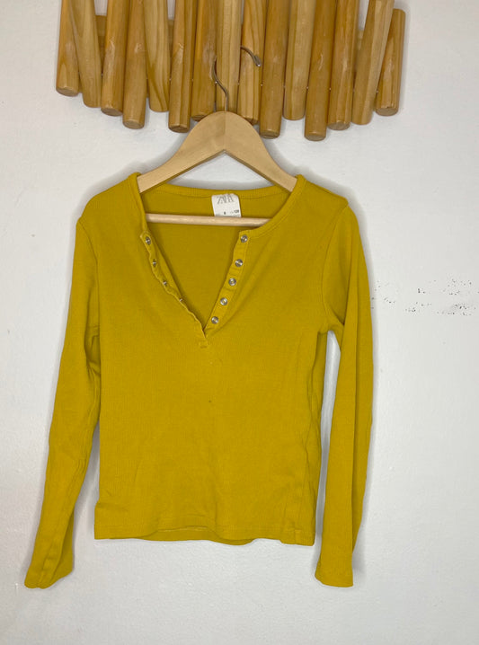 Yellow fitted henley 8y