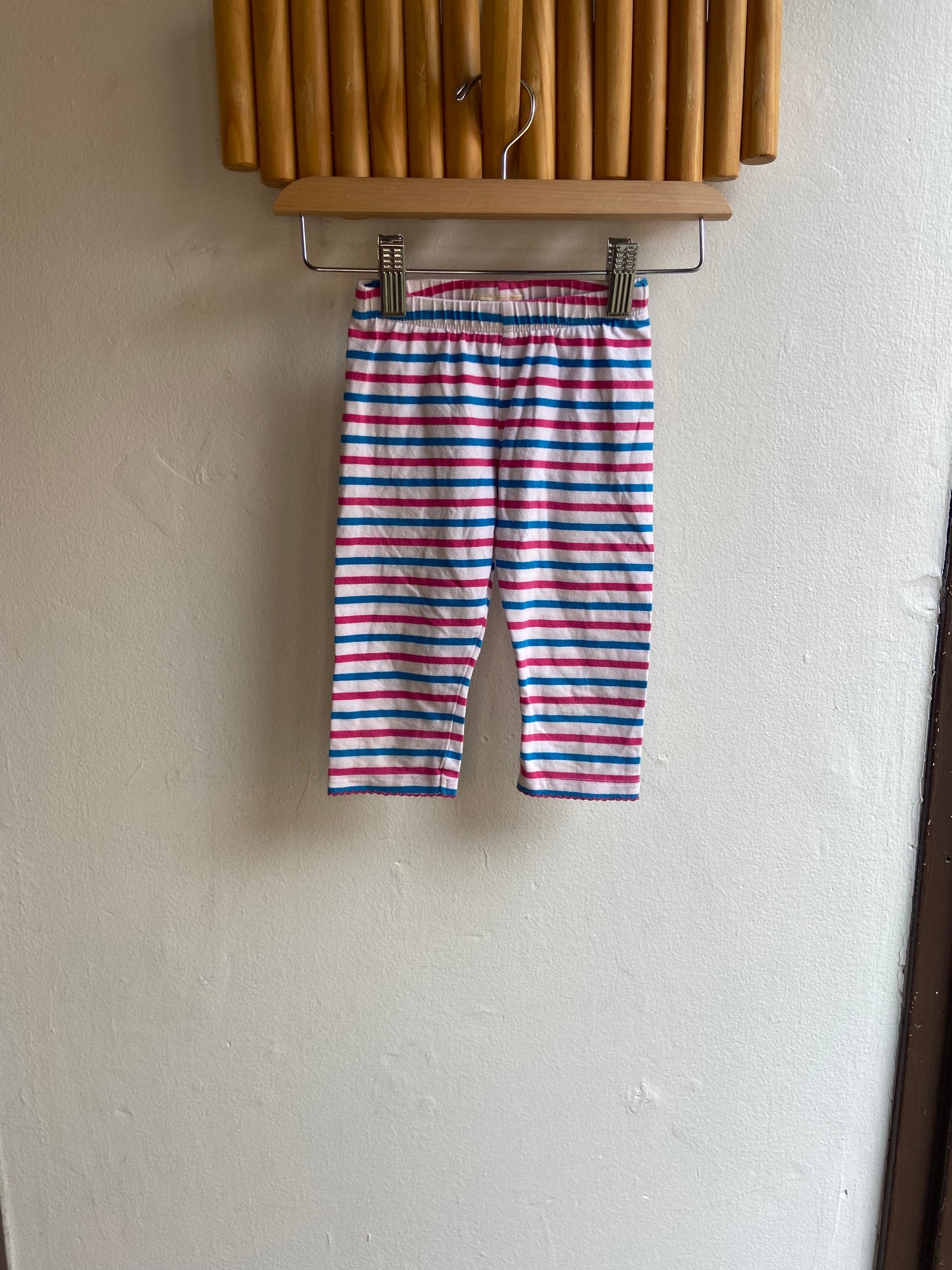 Hatley blue pink stripe leggings 3y