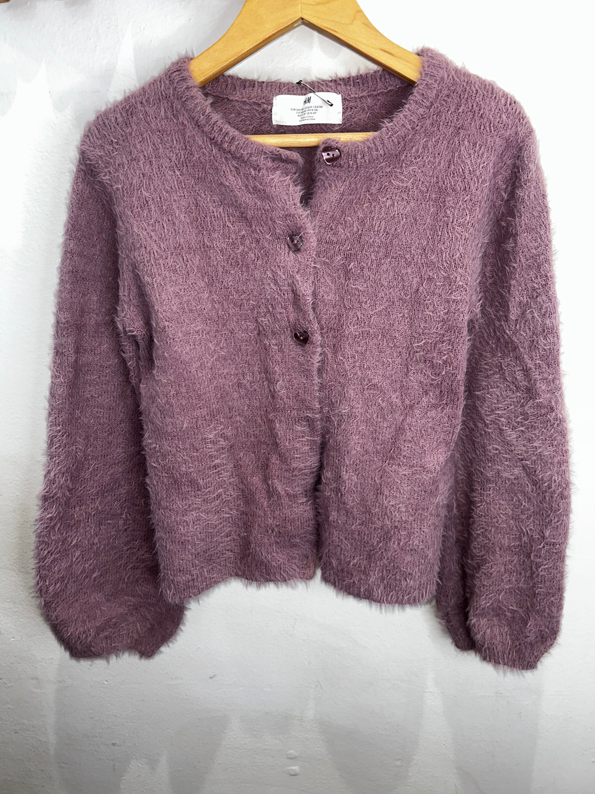 Mauve fuzzy cardigan 8-10y