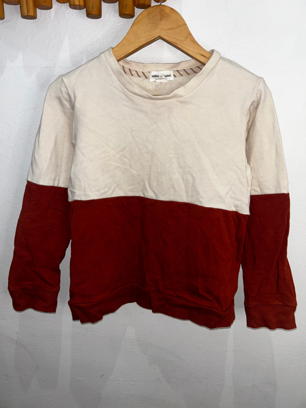 Miles the Label cream and rust pullover 6y