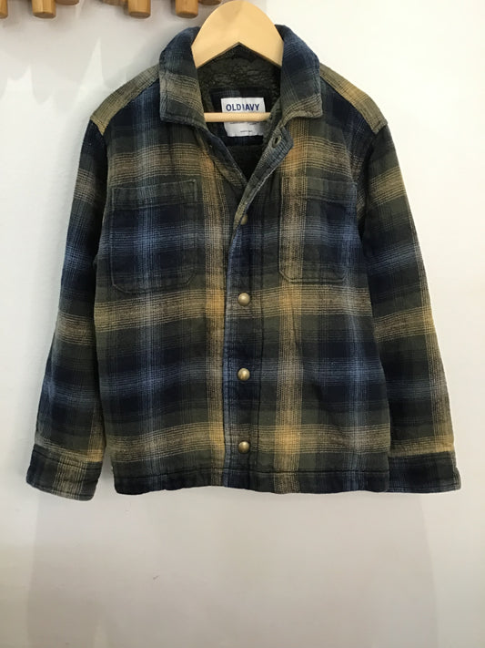Brown checkered shepra lined shirt 6-7y