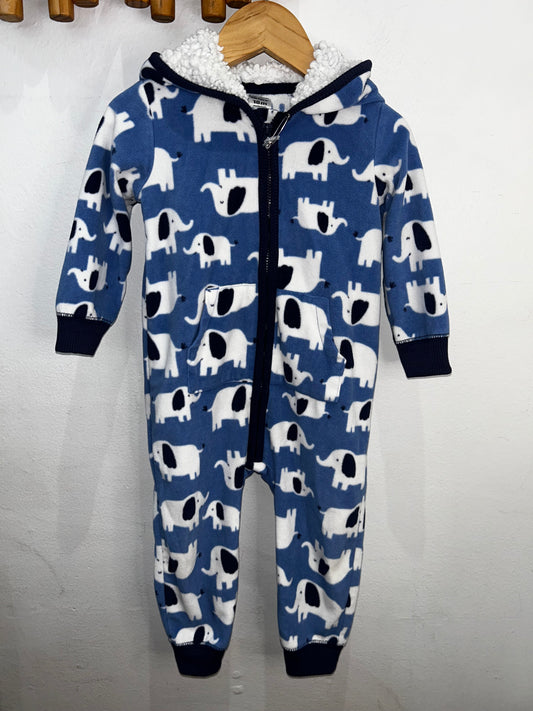Elephant fleece romper 18m