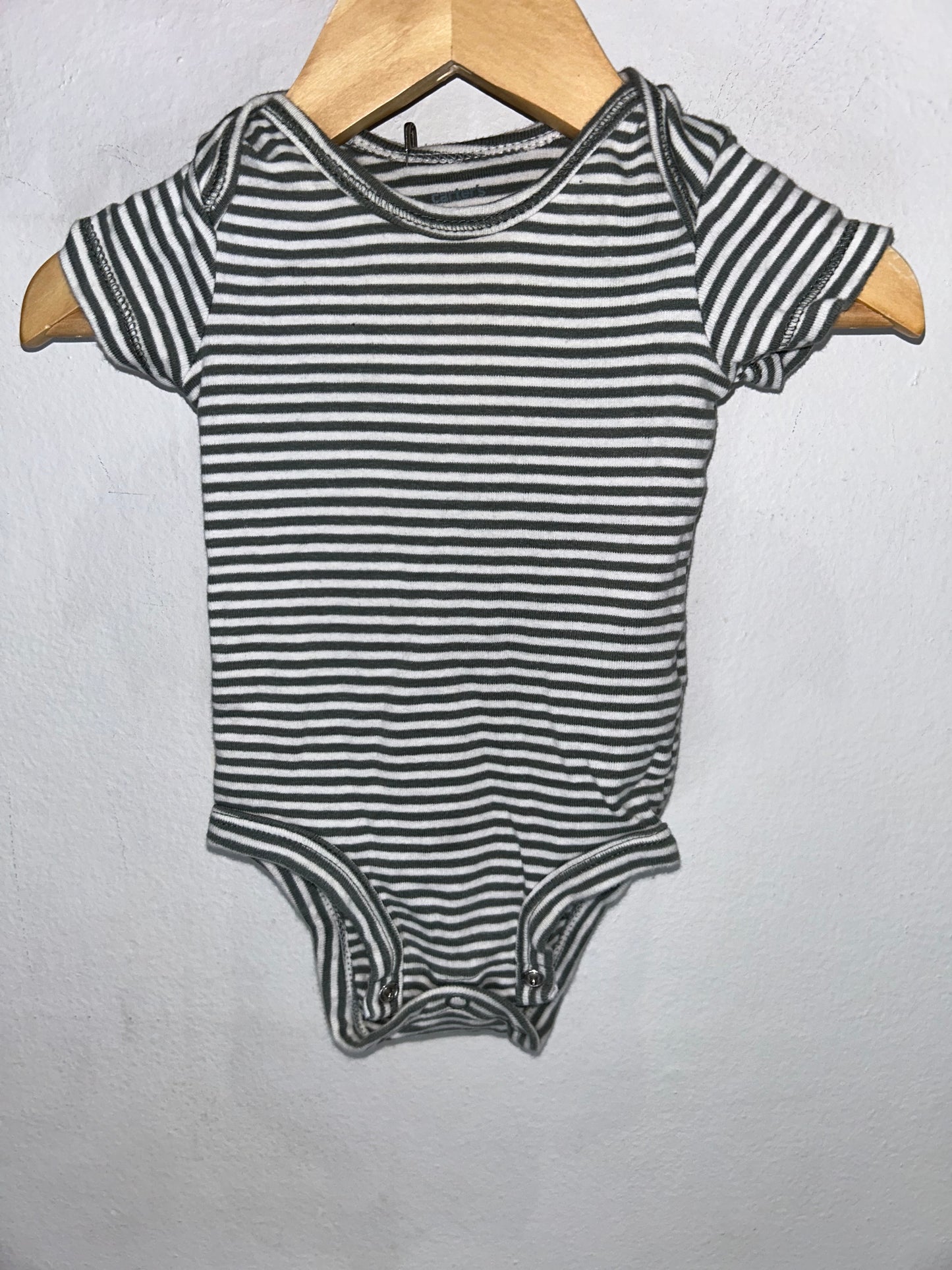 Dark grey stripe onesie 3m