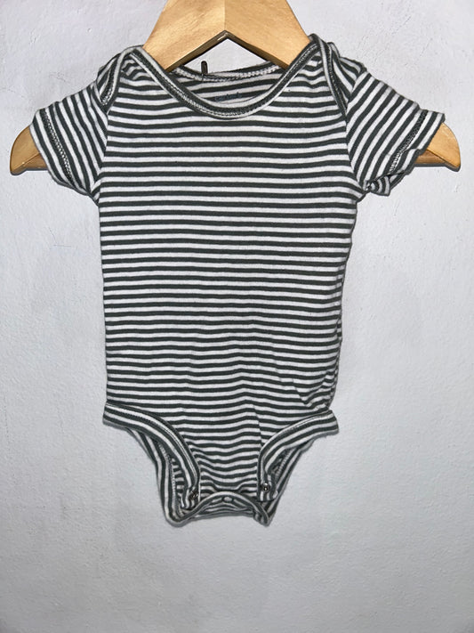 Dark grey stripe onesie 3m