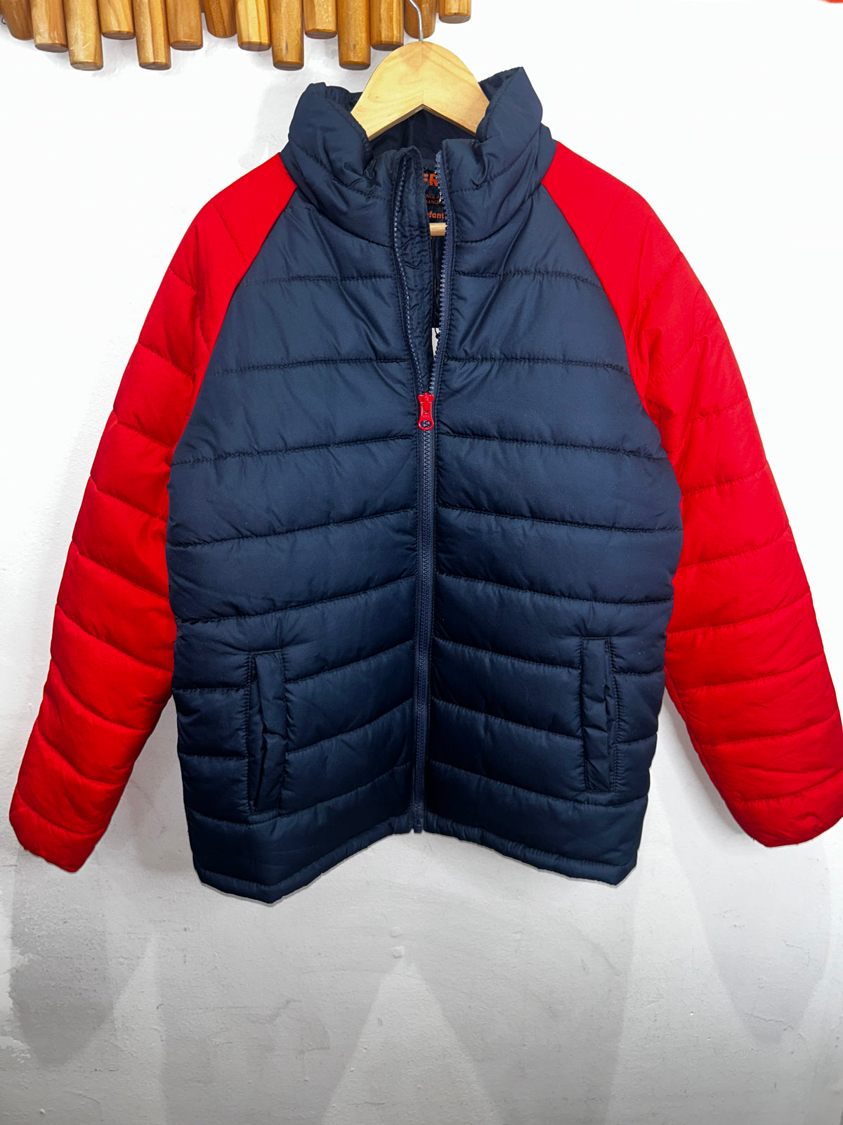 Navy and red puffer jacket 10-12y