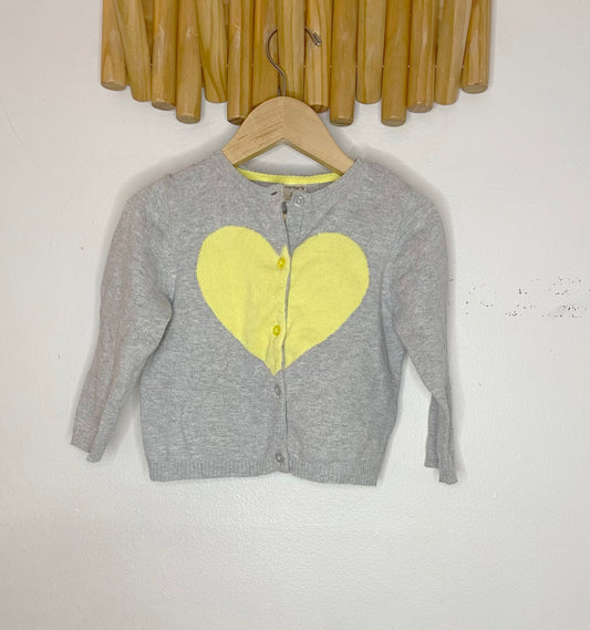 Chartreuse heart cardigan 18-24m