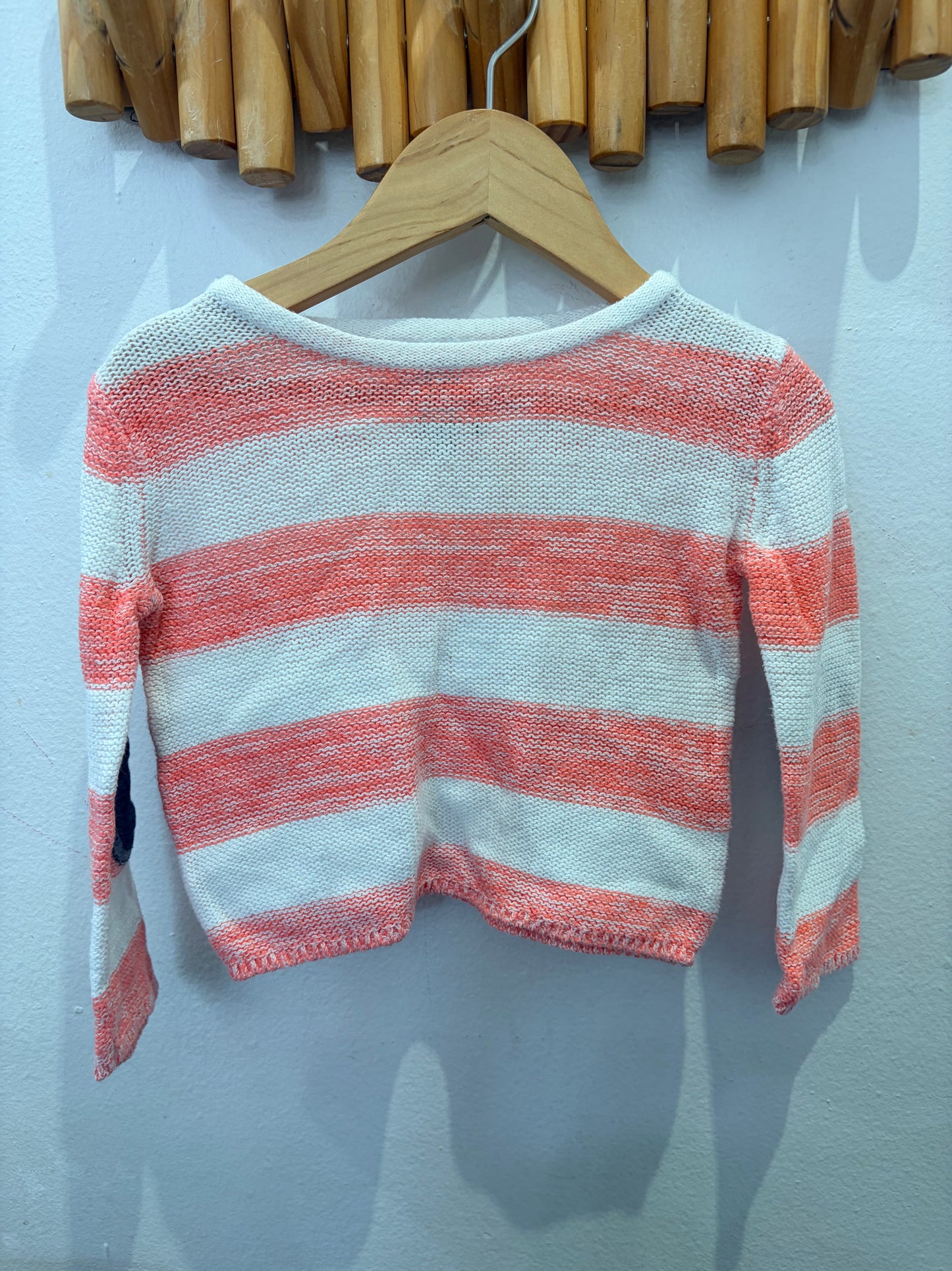 Light knit peach stripe sweater 18-24m