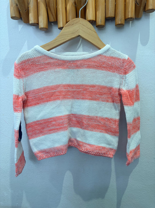 Light knit peach stripe sweater 18-24m