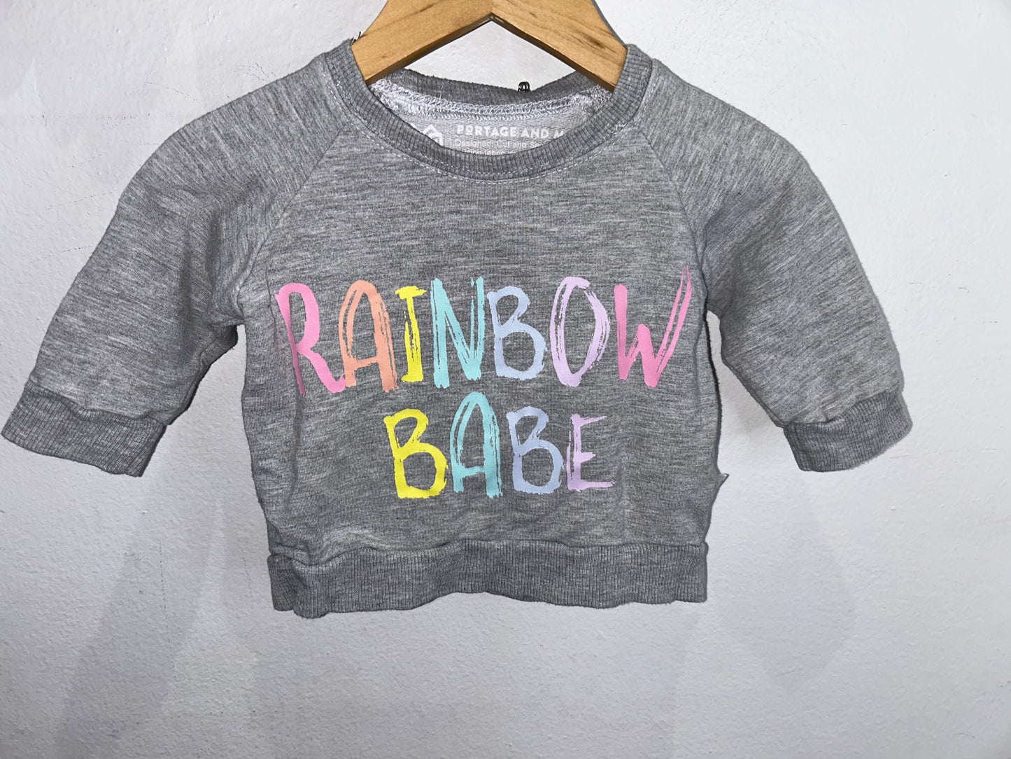 Portage and Main rainbow babe pullover 0-6m