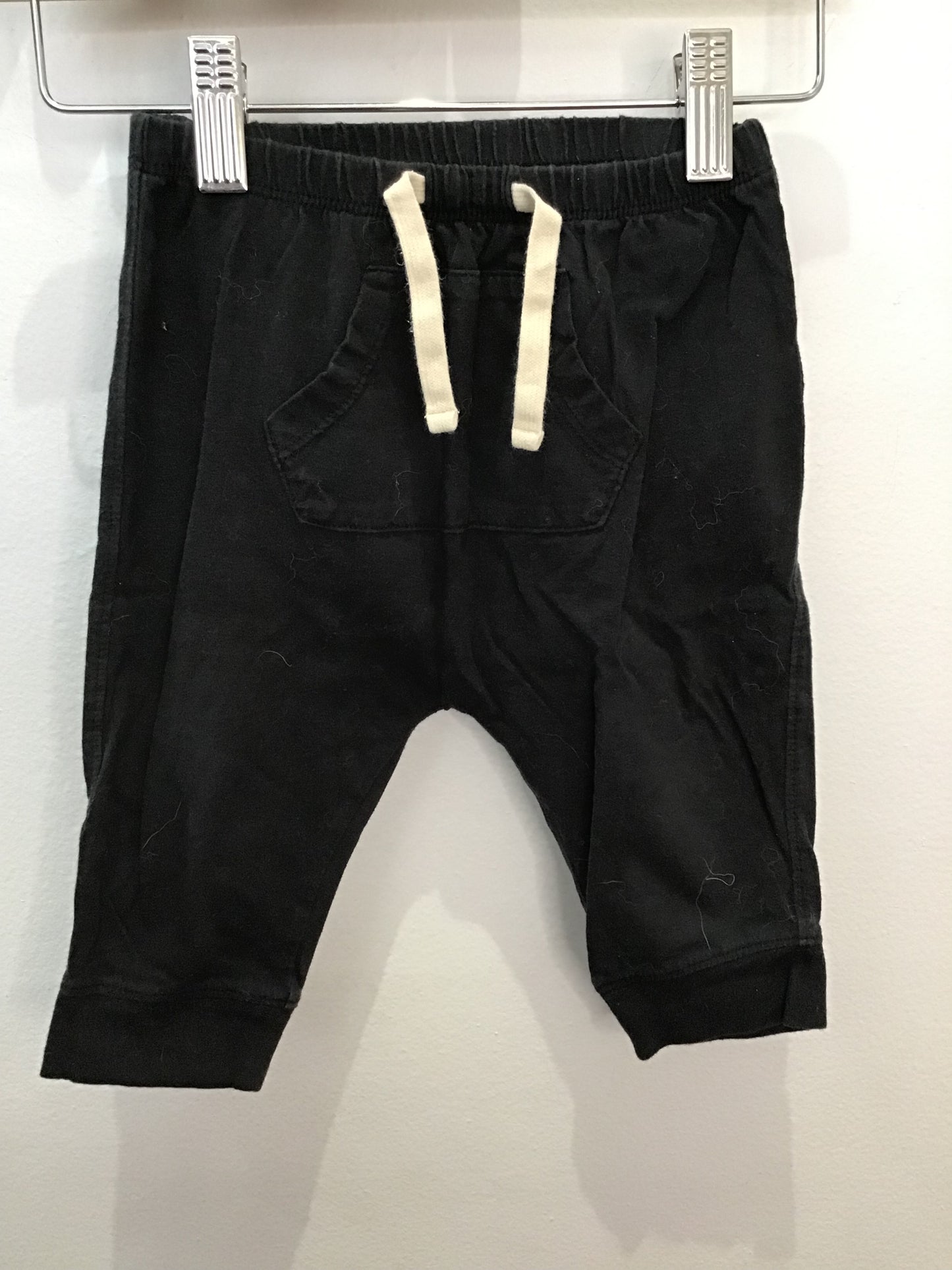Pants black kangaroo pocket cotton 6-12m