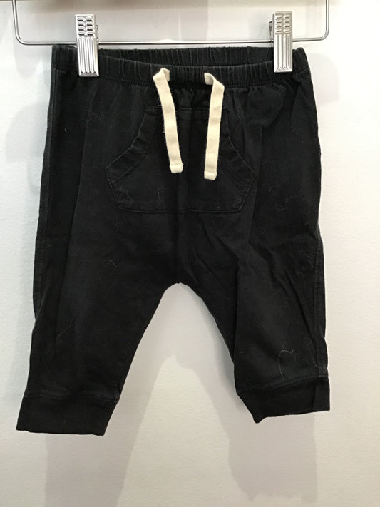 Pants black kangaroo pocket cotton 6-12m