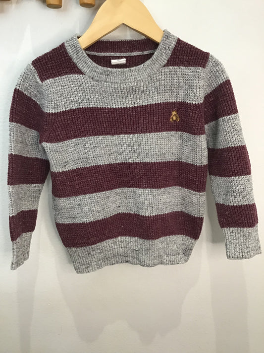 Sweater maroon striped knit 3y