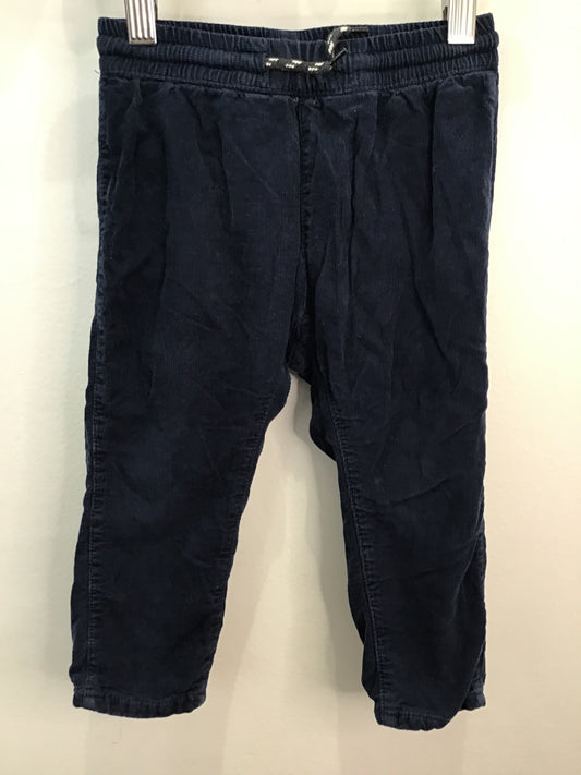 Pants navy cord drawstring 12-18m
