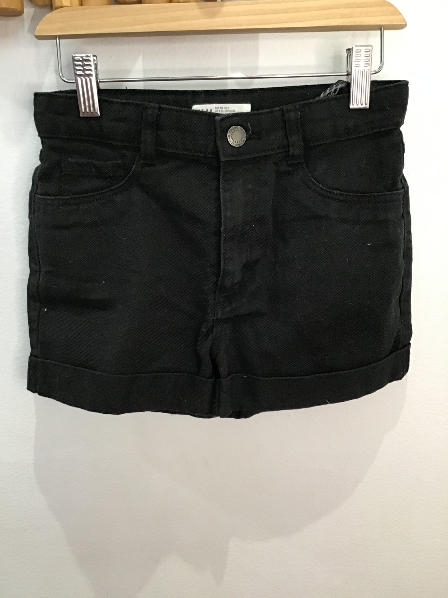Black jean shorts 8-9y