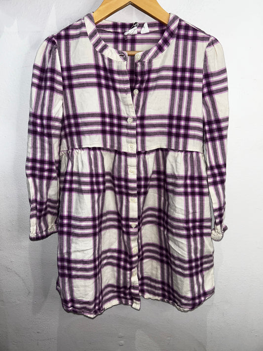 Purple checkered shirt dress 6-7y