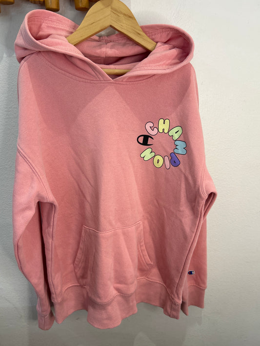 Champion bubble logo pink hoodie 10-12y