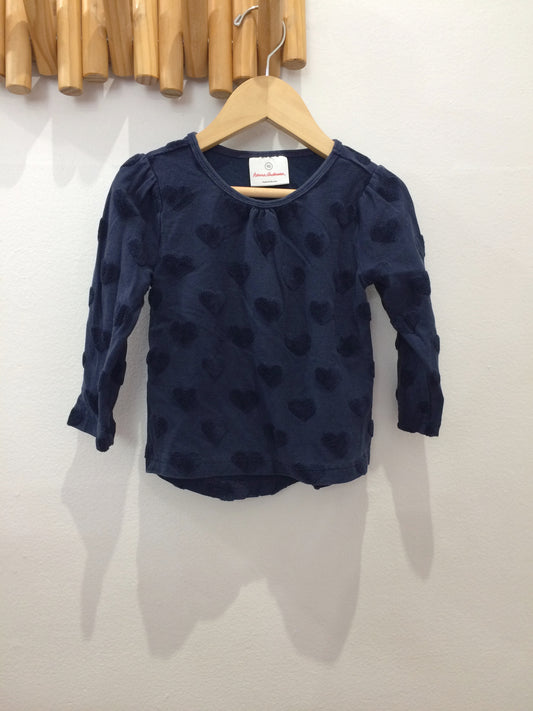 Hannah Andersson navy hearts longsleeve 3y