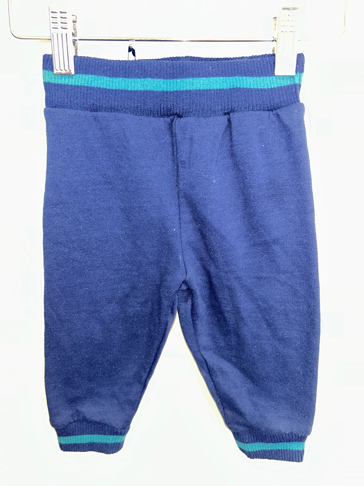 Navy joggers with green details 6-12m