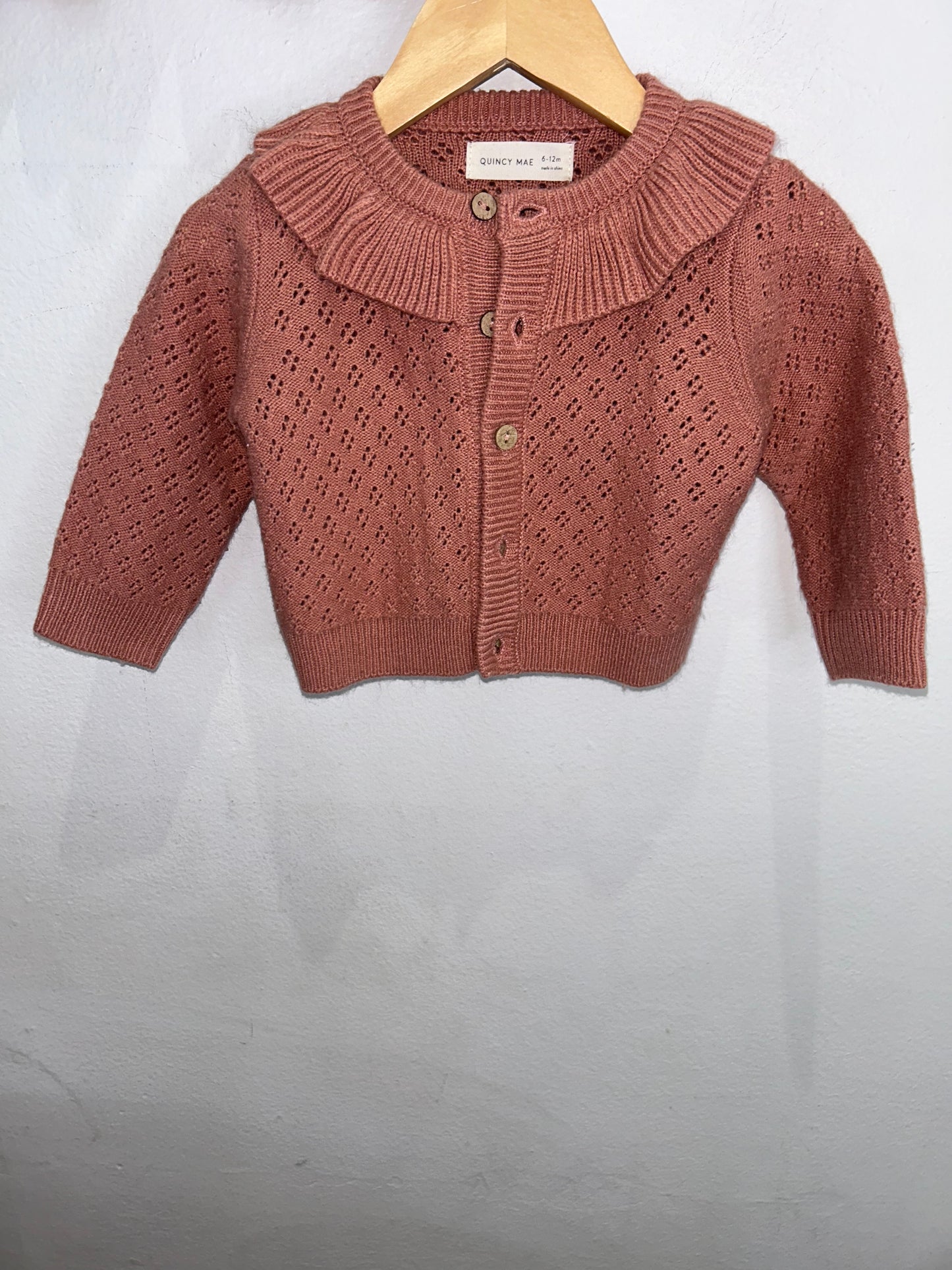 Quincy Mae pink collared sweater 6-12m