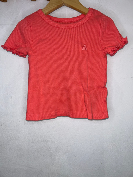Coral ribbed tee -2y