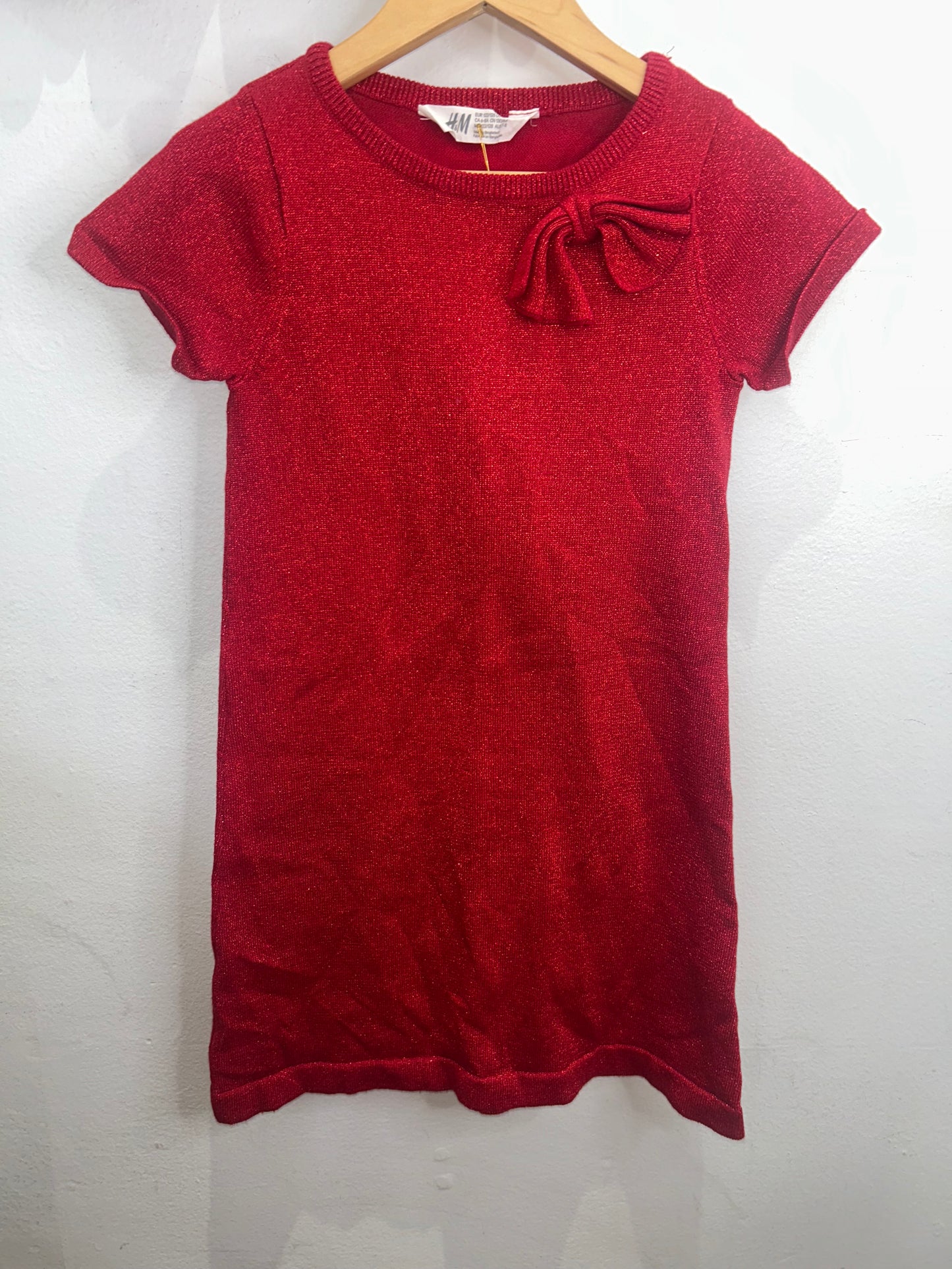 Red sparkly sweater dress 6-8y