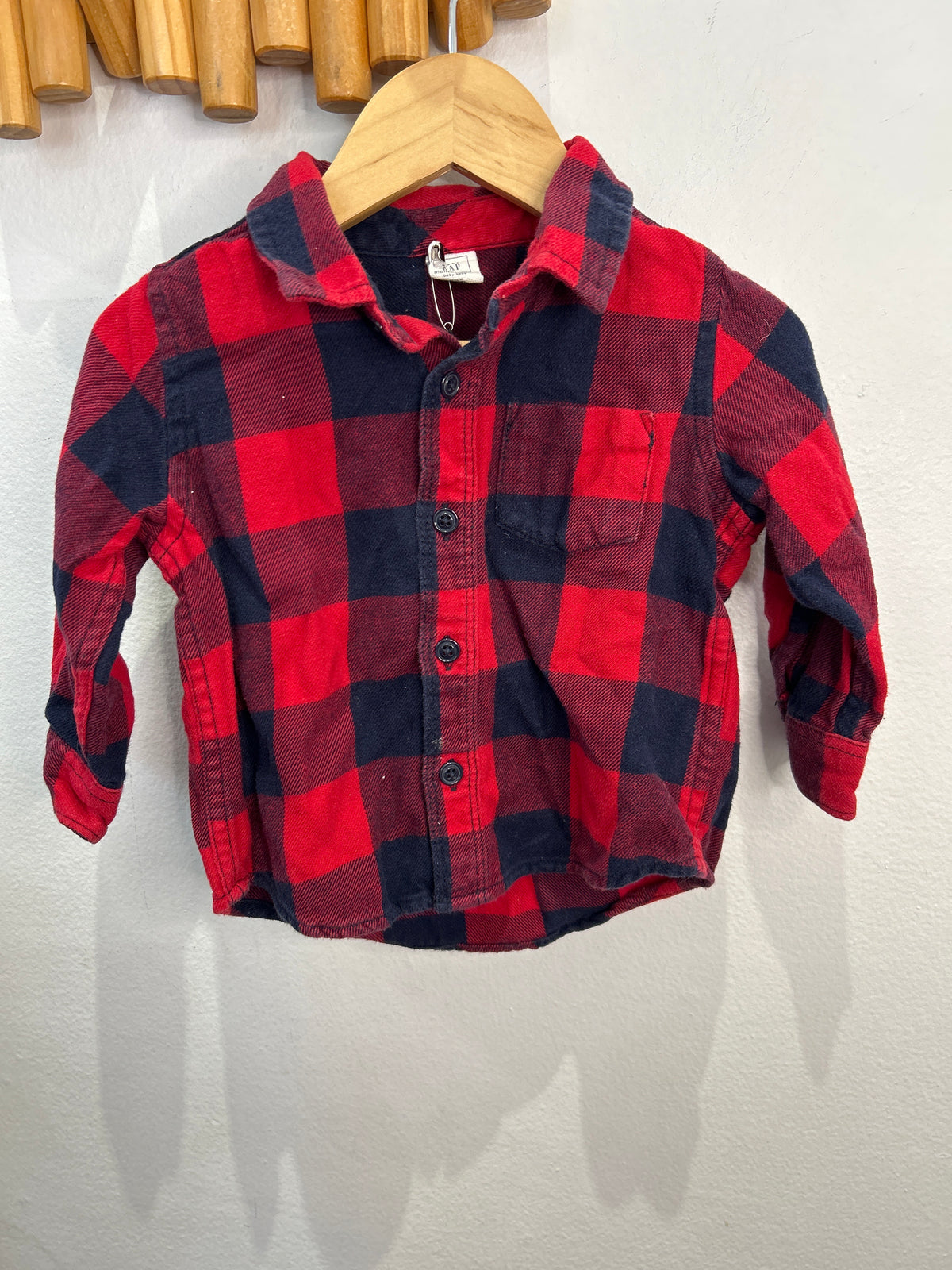 Red checkered flannel shirt 12-18m