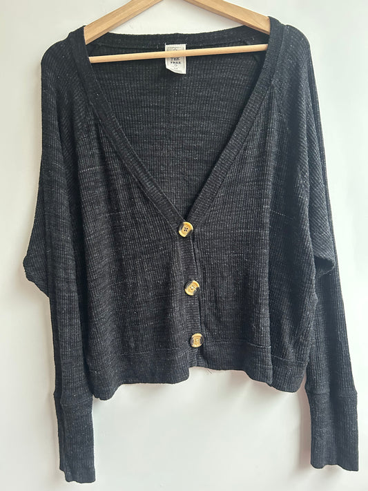 Black ribbed oversized cardigan M
