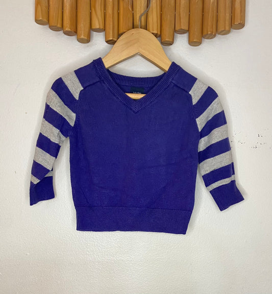 Blue v-neck sweater 6-12m