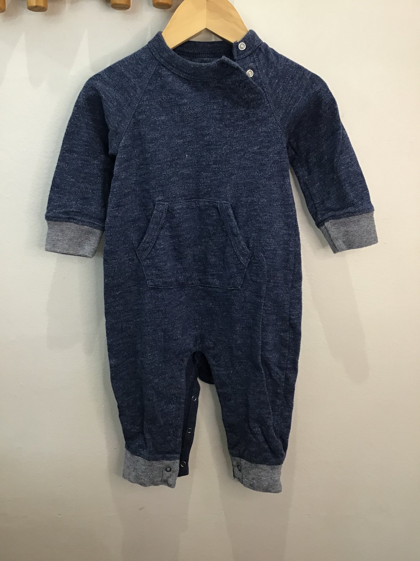 Romper blue kangaroo pocket 6-12m