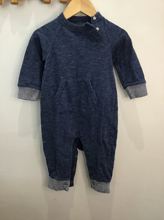 Romper blue kangaroo pocket 6-12m