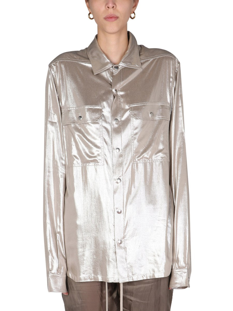 Silver silky pyjama style shirt XS