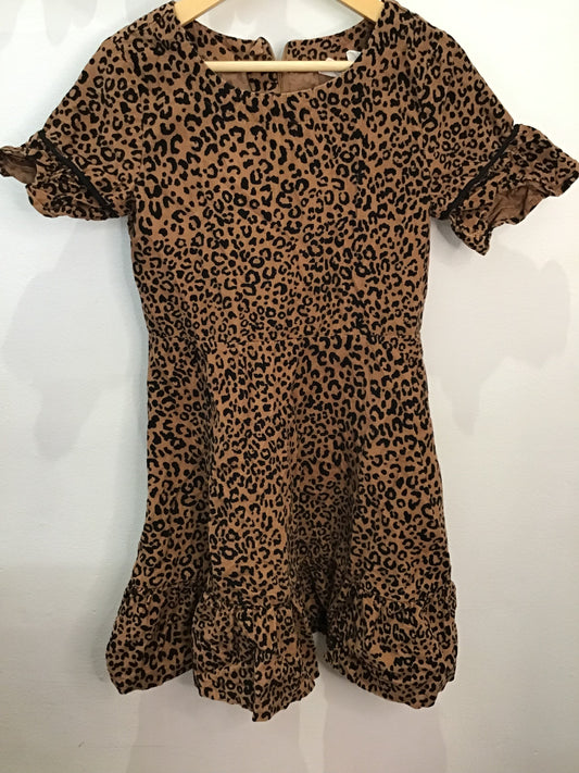 Leopard print cord dress 8y