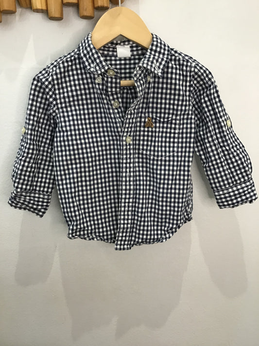 Navy checkered shirt 12-18m