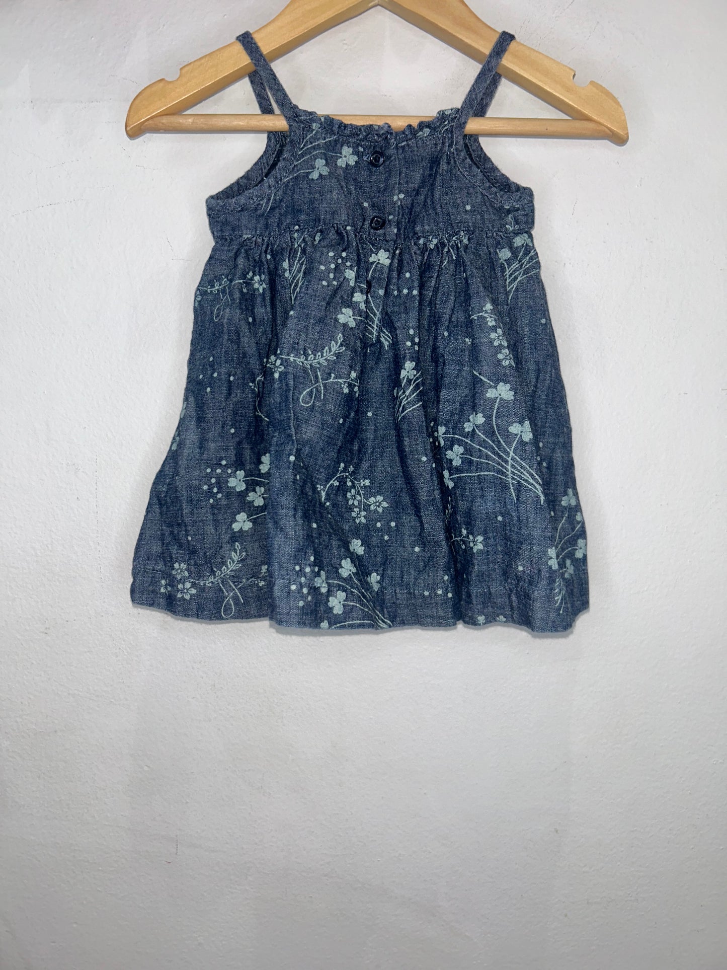 Chambray tanktop dress 3-6m