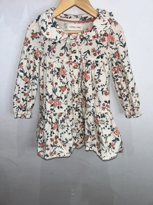 Corduroy flowers collared dress 2y