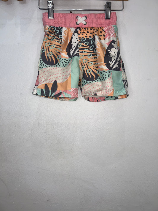 Peach print swim shorts 3y