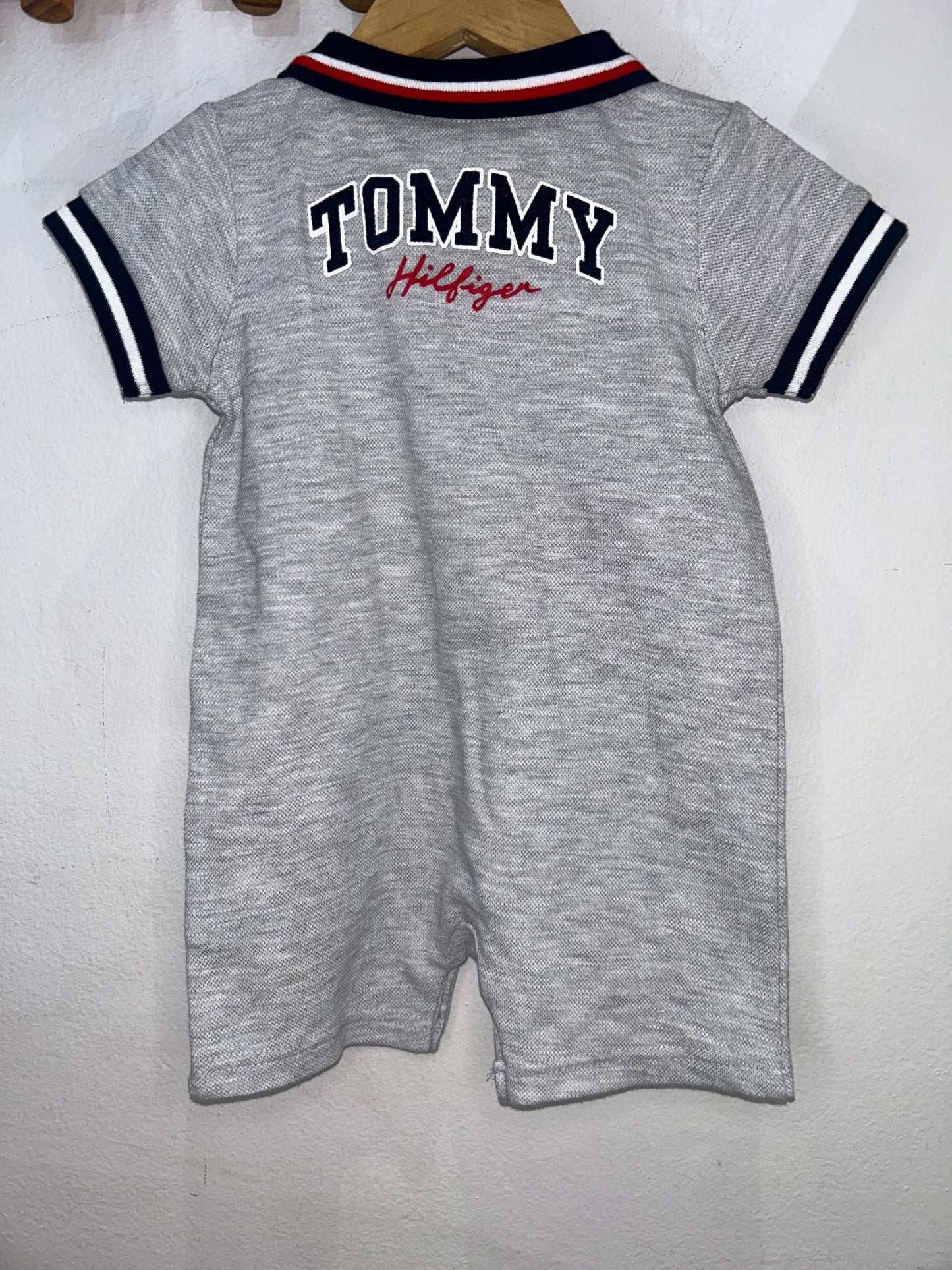 Grey shorty polo romper 12m