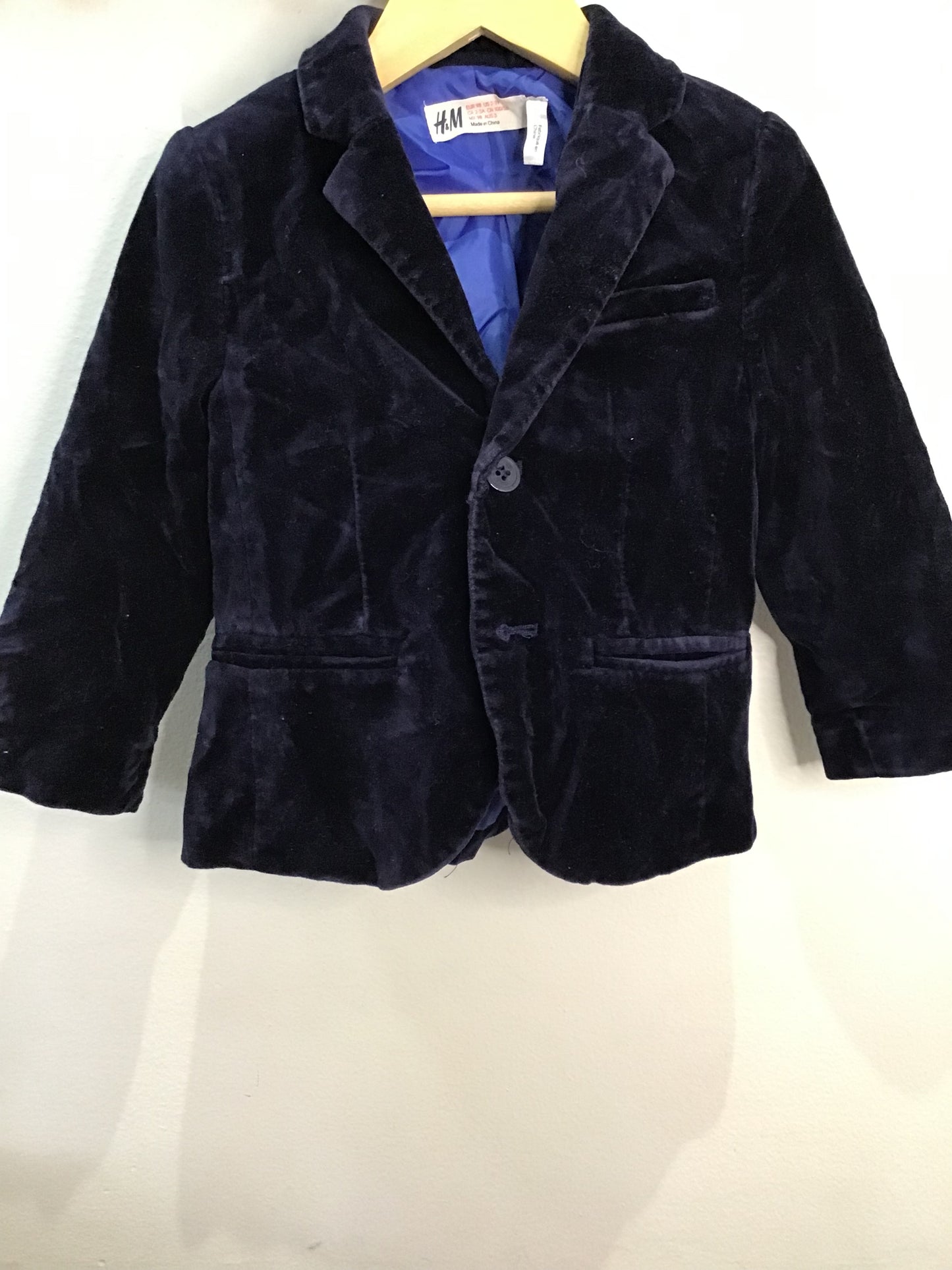 Blue velvet blazer 2-3y