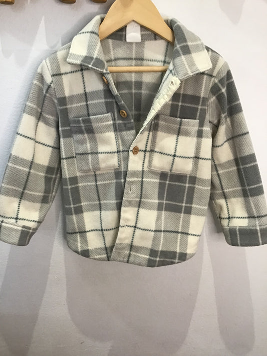 Fleece grey checkered overshirt 18-24m