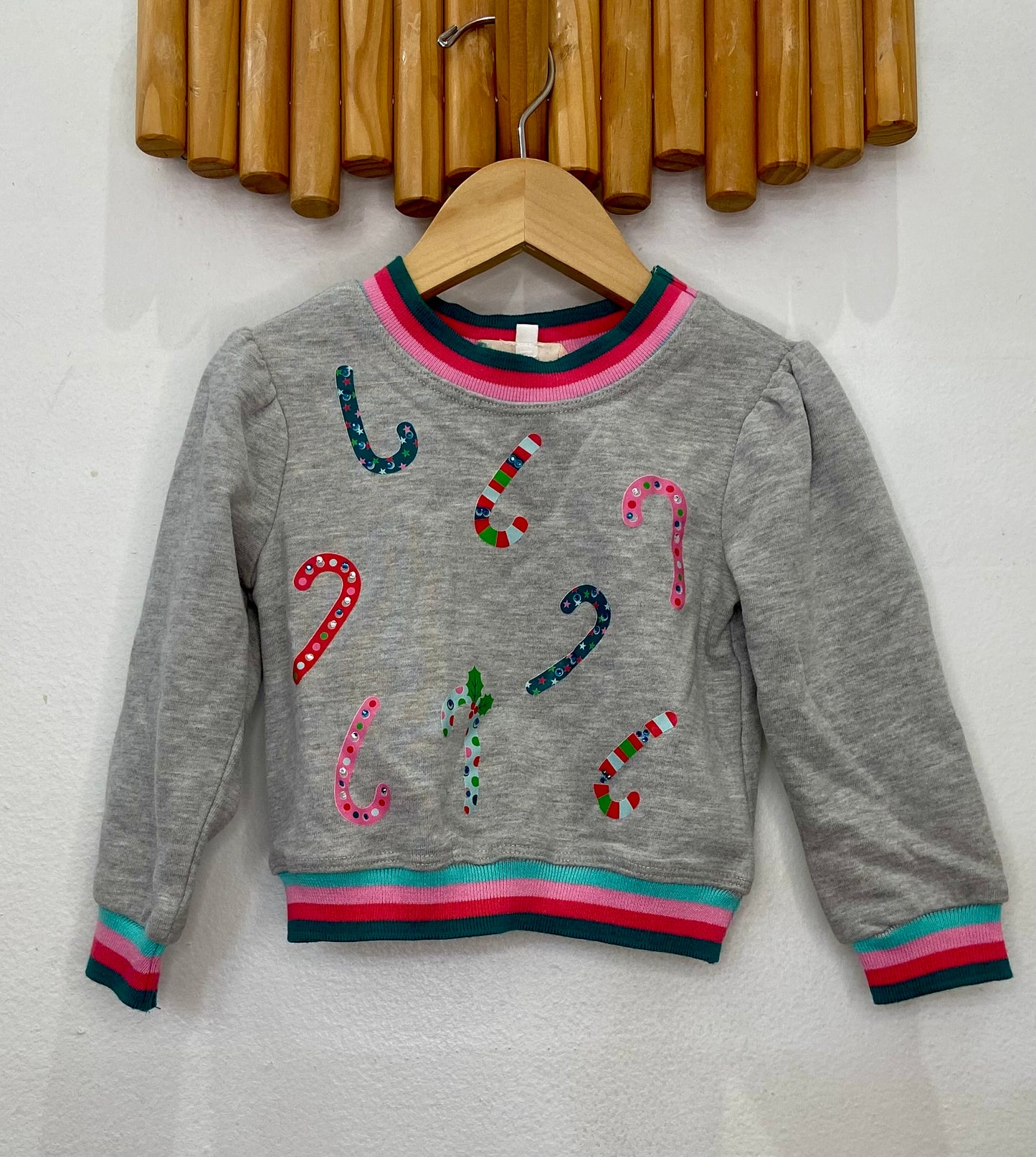 Gem candy canes pullover 2y