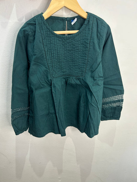 Forest green cotton blouse 5y