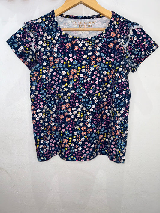 Blue flowers tee 12-14y