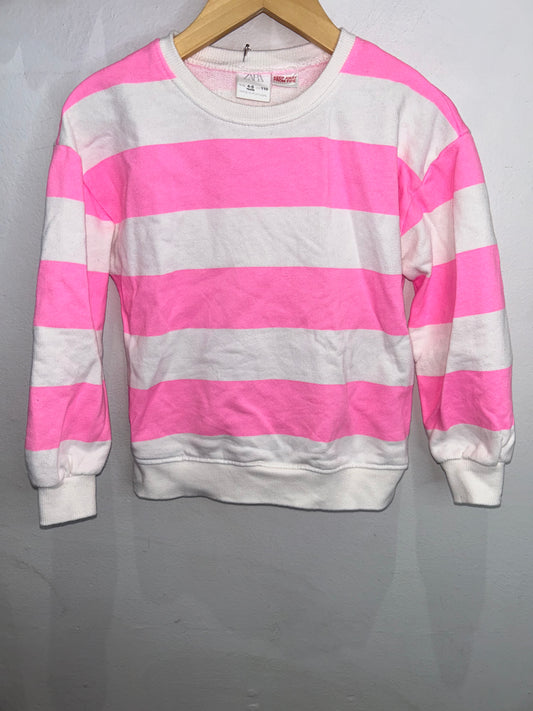 Hot pink stripes pullover 4-5y