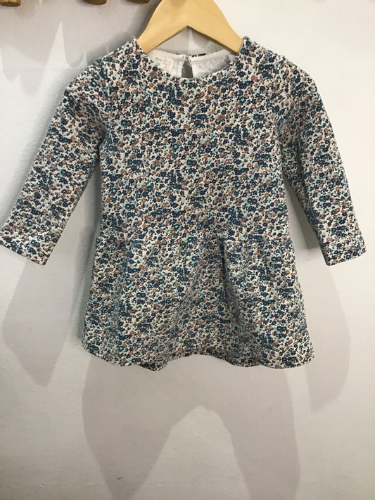 Textured blue floral dress 12-18m