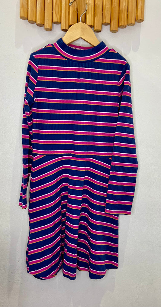 Pink stripe ribbed dress 8y