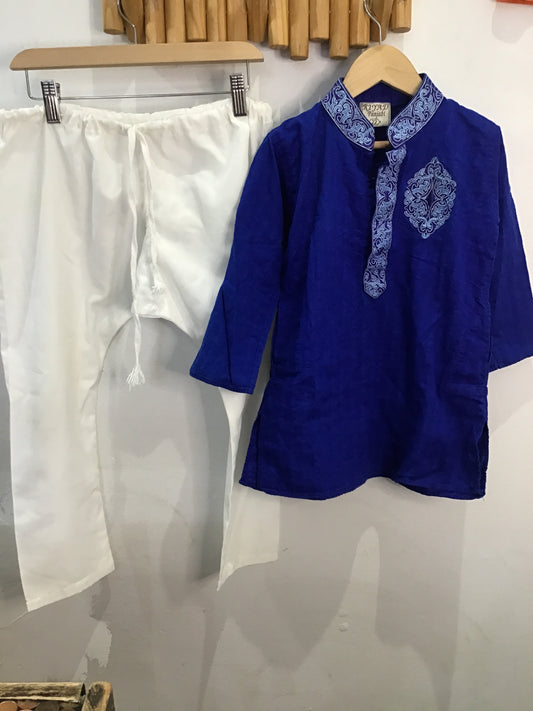 Blue cotton kurta set 4y