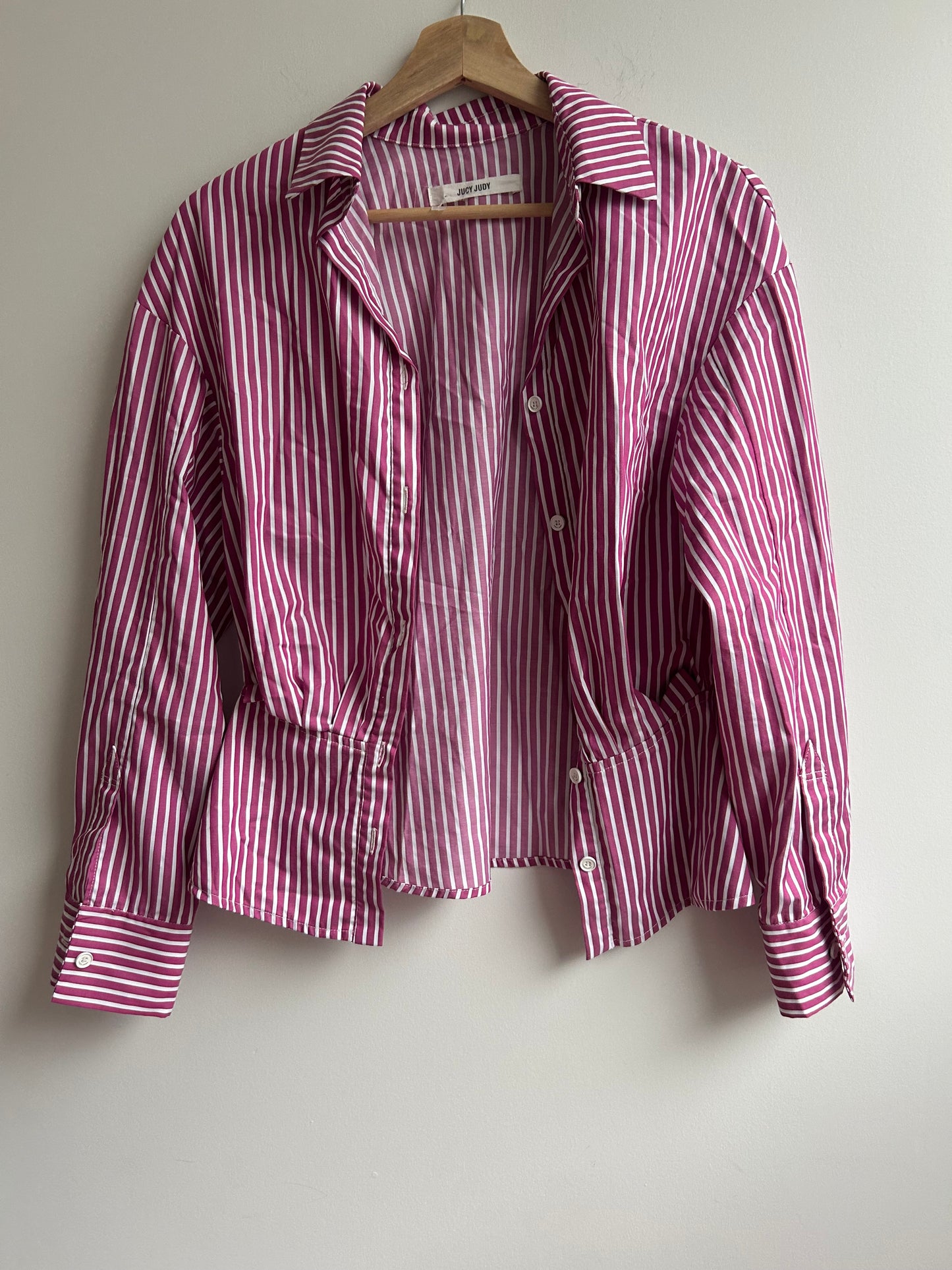 Plum striped peplum shirt S