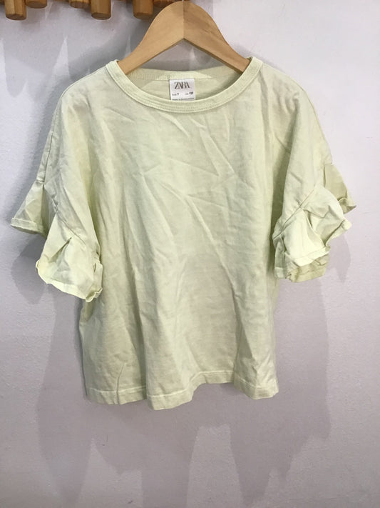 Tee yellow flutter sleeve 7y