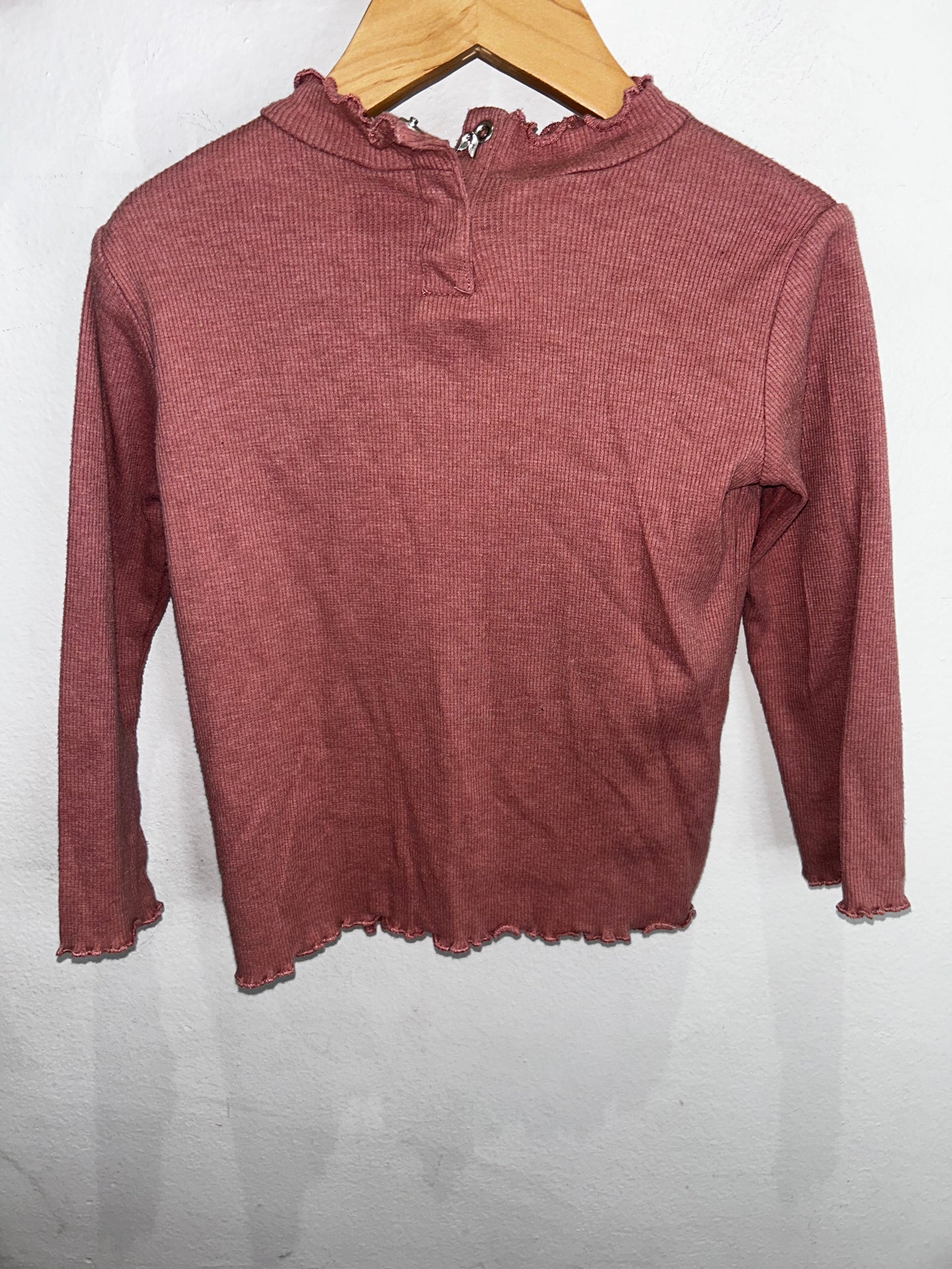 Mockneck pink ribbed longsleeve 2-3y*